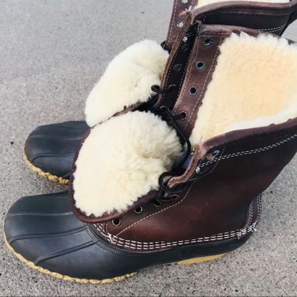 L.L. Bean Shoes - L.L. Bean 10" Shearling Lined Leather Duck Boots
